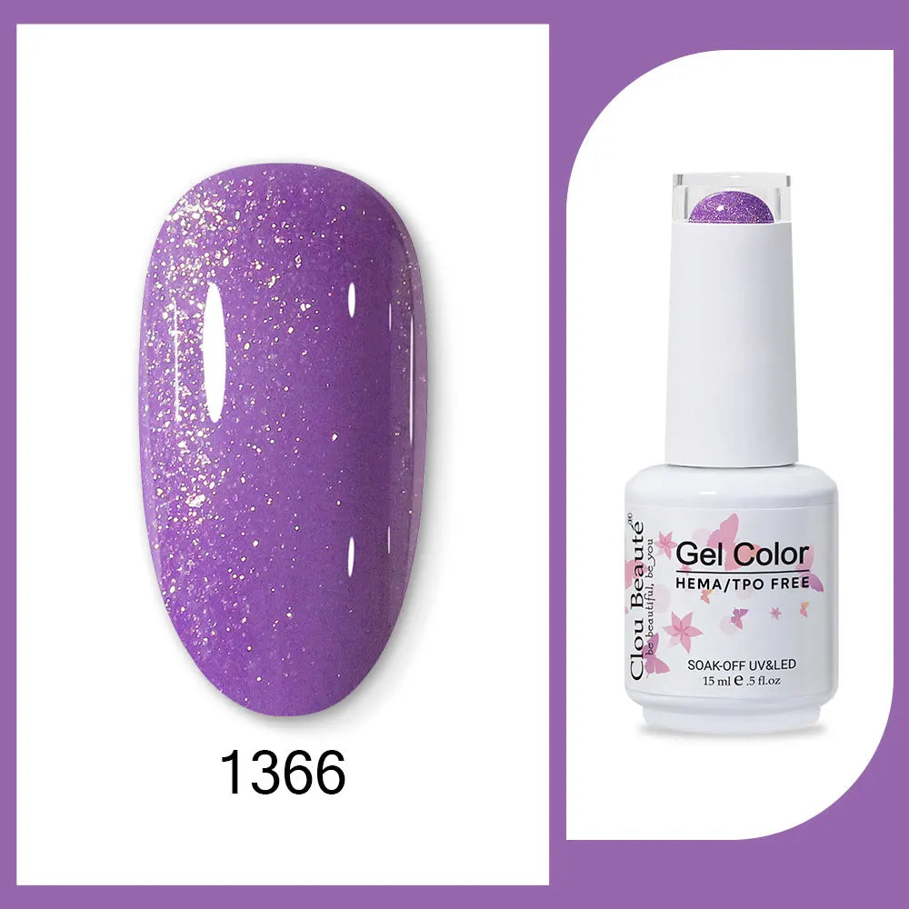 Clou Beaute 15ml Red Black White Green Neon Gel Nail Polish Base Top Coat Velvet Top 400 Colors Semi Permanent Gel Nail Varnish