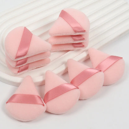 10Pcs Mini Triangle Shape Velvet Powder Puffs, Soft Makeup Blender Sponges for Face Contouring, Eyes & Corners