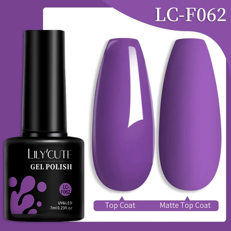 LILYCUTE 7ML Colorful Gel Nail Polish 129 Colors Long Lasting For Manicure Semi Permanent Base Top Coat Nail Art UV Gel Varnish