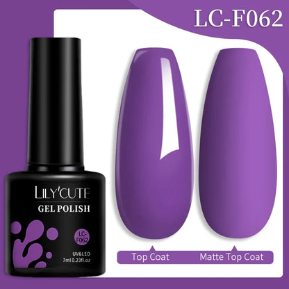 LILYCUTE 7ML Colorful Gel Nail Polish 129 Colors Long Lasting For Manicure Semi Permanent Base Top Coat Nail Art UV Gel Varnish