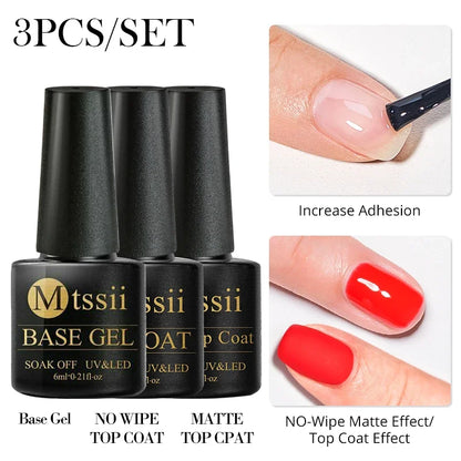 MTSSII 6PCS/Set Sparkly Red Roes Red Gel Nail Polish Shinning Nail Art LED UV Gel Varnish Nail Supplies Manicure Kit for Nails