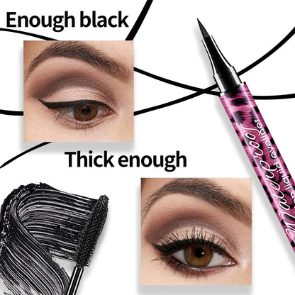 YANQINA Liquid Eyeliner Pencil 4D Waterproof Mascara Set Cosmetics Eye Liner Thick Curling Mascara Eyebrow Pencil Eyes Makeup