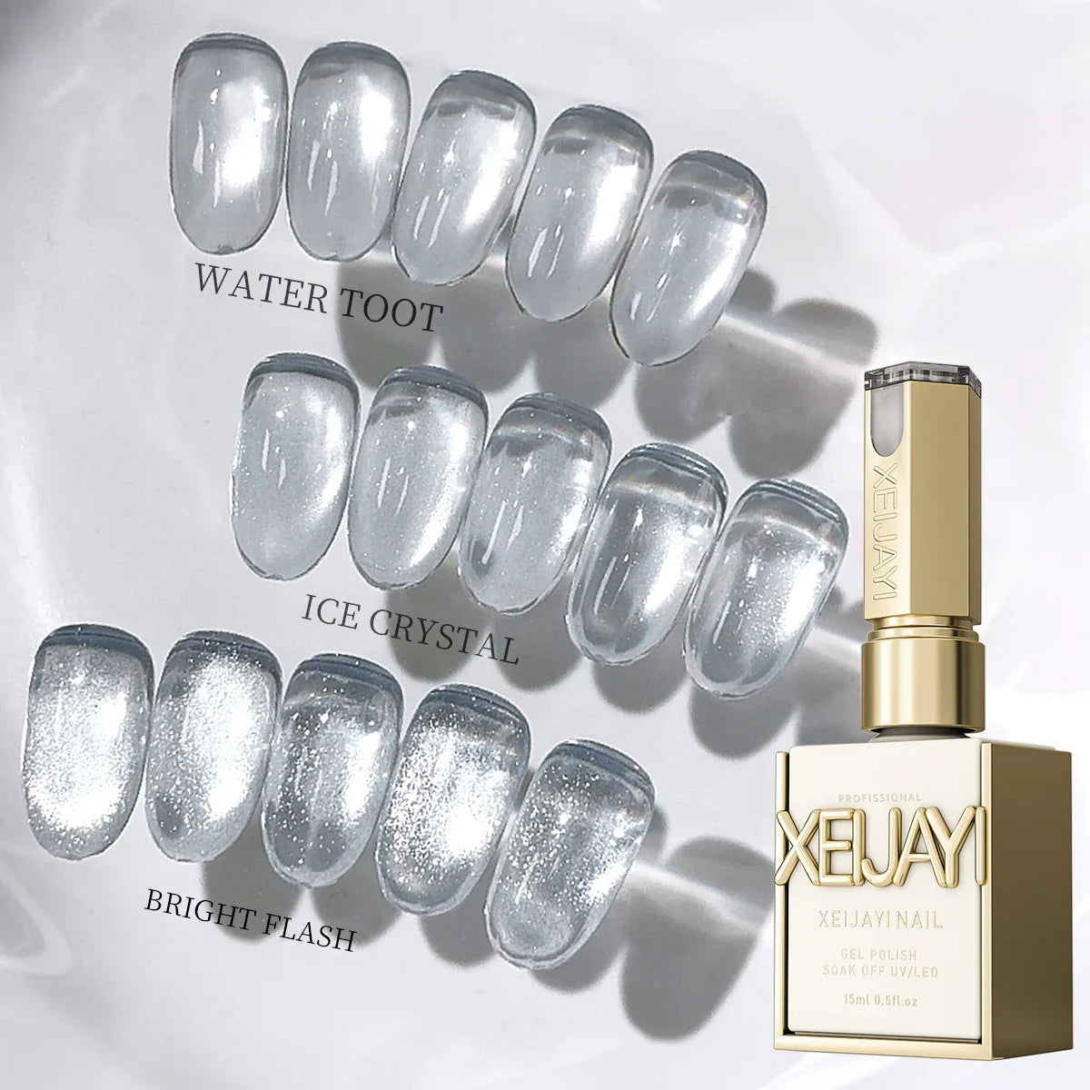 XEIJAYI 3pcs 15ml White Plain water cat's eye Magnetic Gel Nail Polish - Ultra Shine, Quick-Dry, Soak-Off UV/LED Varnish for Stu