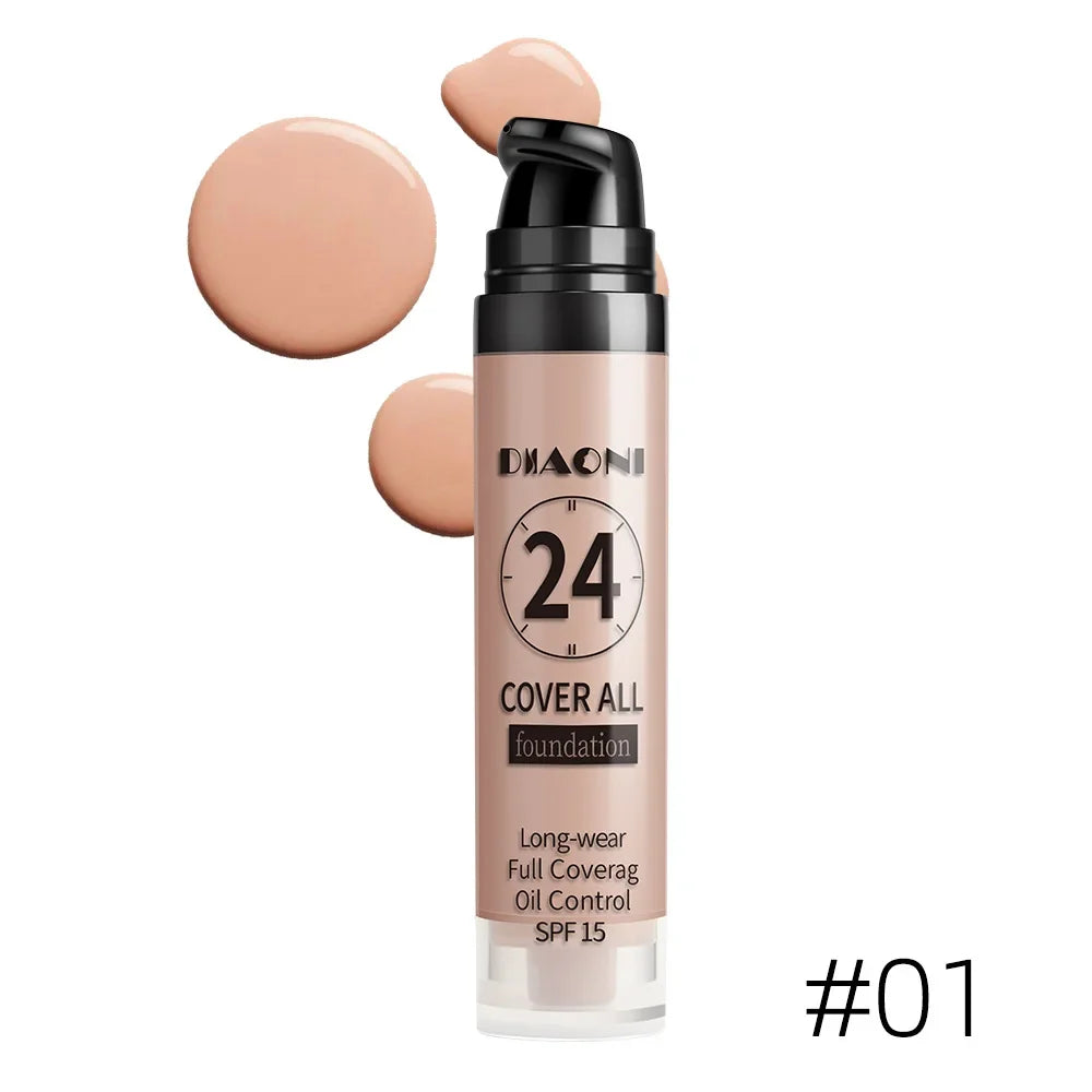 Professional makeup 9-color waterproof moisturizing liquid fully covering concealer 24H durable liquid foundation natural matt