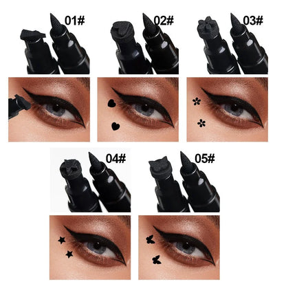 Double-Ended Stamp Eyeliner Waterproof Non-Smudge Eyeliner Liquid Pen Quick-Drying Waterproof Sweat-Proof Not Easy to Smudge Eyeliner Stamp Eyeliner Liquid