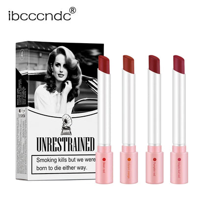4Colors/set Cigarette Lip Gloss Set Velvet Matte Waterproof Long-lasting Lip Non-Stick Cup Cigarette Lipstick Makeup For Women