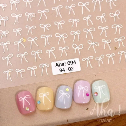 3D Small Bow Ribbon Bowknot Y2K Nail Sticker MIni Kawaii Japanese Adhesive Decals Nail Art Manicure Decorations DIY