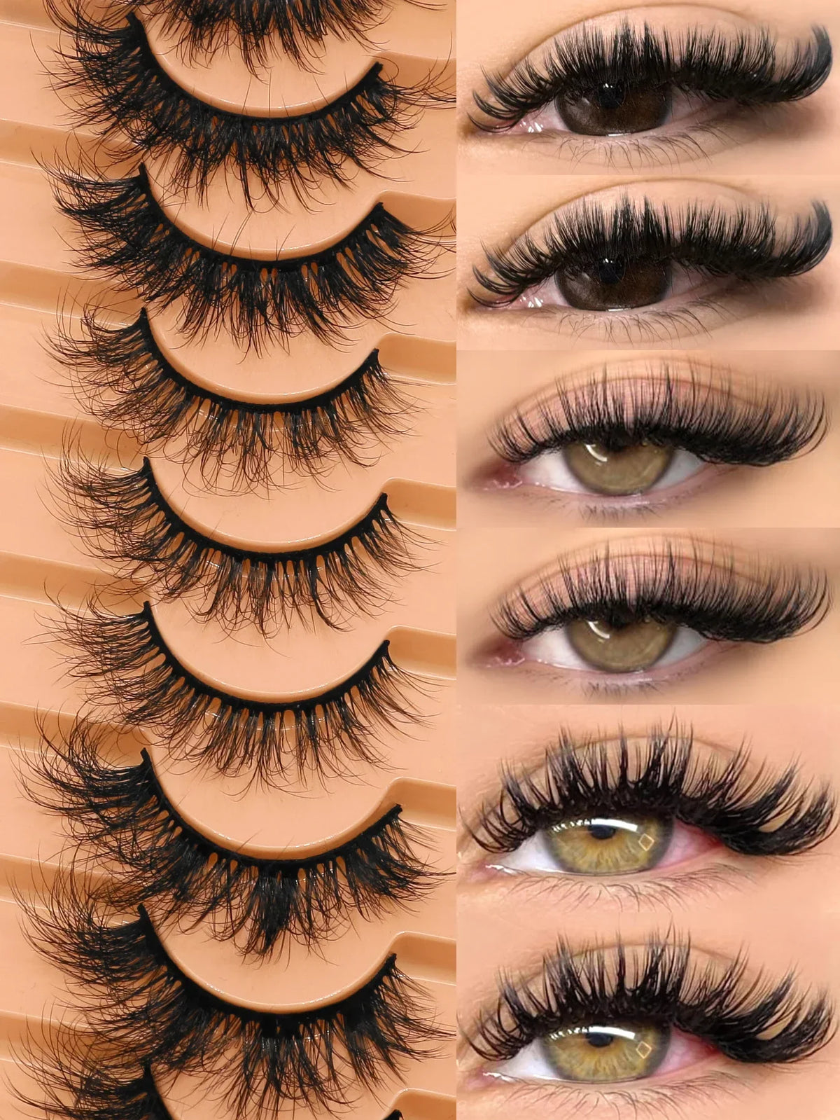 Cat Eyelashes Fluffy 3D Mink Eyelashes Natural Look False Lashes for Daily Party Wedding Lightweigh Reusable Makeup