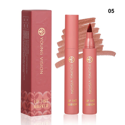 Lip Tint Pen, 6 Colors Available, Matte Water Lipstick, Non-Stick Cup, Long-Lasting, Smooth Lip Liner and Lip Stain Combo