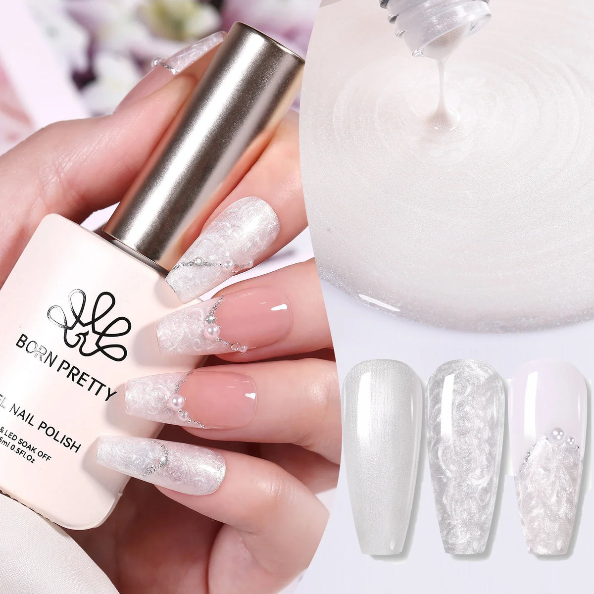 BORN PRETTY Milky Jelly Rubber Base Gel for Gel Nail Polish 15ml Russian Self-leveling Nude Color Soak Off Semi Permanent UV Gel