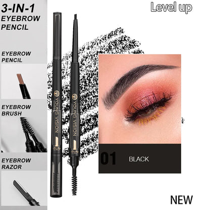 Langmanni Double headed Rotable Eyebrow Pen with a 1.5mm diameter Fine refill Waterproof Wild Eyebrow Pen and Eyebrow Brush