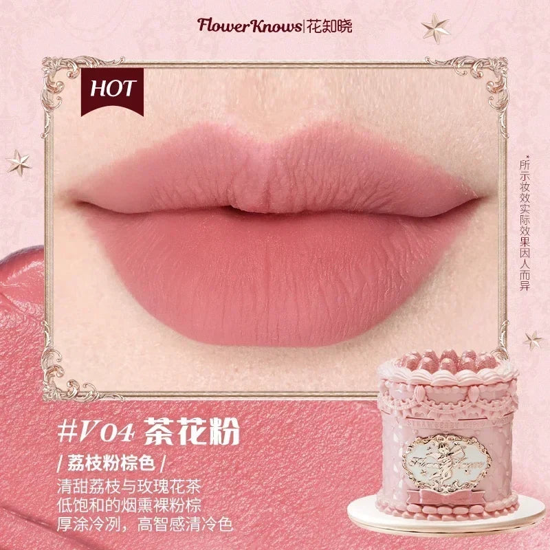 Flowerknows Strawberry Cupid Lipstick Cake Matte Velvet Lipgloss Lip Mud Makeup Korean Flower Know Lip Cream For Girls&Women