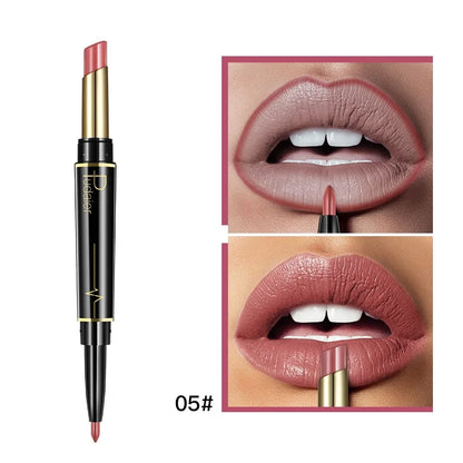 1pcs Matte Lip Liner & Lipstick 2 in 1 Double Ended Waterproof Long Lasting Non-Fading Smooth Velvet Nude Makeup Tool for Women