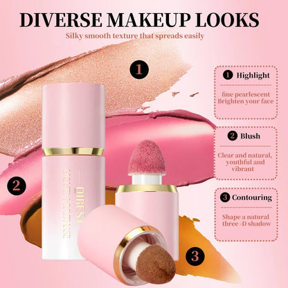 QIBEST Matte Face Liquid Blusher Smooth Cheek Eye Blush Highlighter Multi-Use Stick Rouge Lasting Liquid Contour Bronzer Makeup