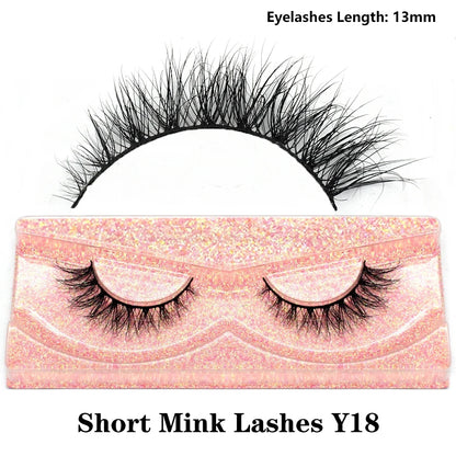 3D Mink Fluffy Half False Eyelashes Natural Soft Lightweight Clear Band Half Eye Strip Lashes Reusable Short Eyelashes Extension