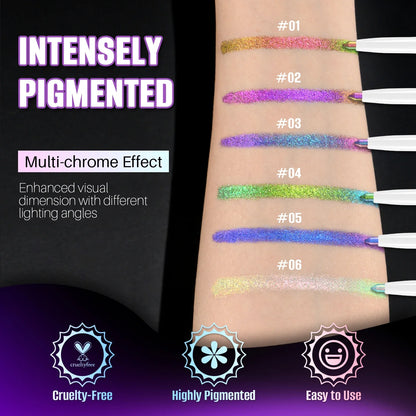 CHARMACY Multichrome Eyeliner Gel Pencil Vegan Smooth Waterproof Eye Liner Long Lasting Cruelty-free Chameleon Eye Makeup