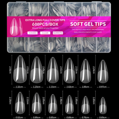 100/600Pcs Short Almond Nail Tips Soft Gel Nail Tips Full Cover False Nail Tips For Acrylic Nails  Salon Home Press On Nails