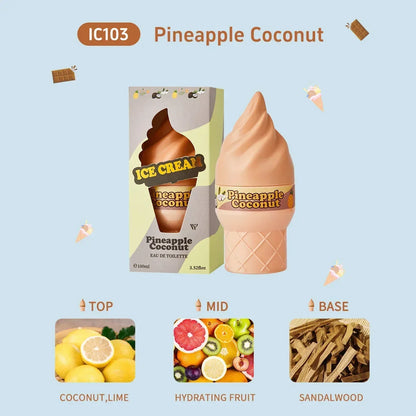 Cute Ice Cream Shaped Perfume For Women, Sweet Fruity Floral Vanilla Fragrance, Long Lasting Eau De Toilette, Unique Gift 50ml