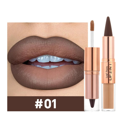 Sexy Red Black Lipstick Waterproof Lipliner Makeup Black Purple Rose Double Head Matte Lipgloss Tapered Lip Liner Contour Pencil