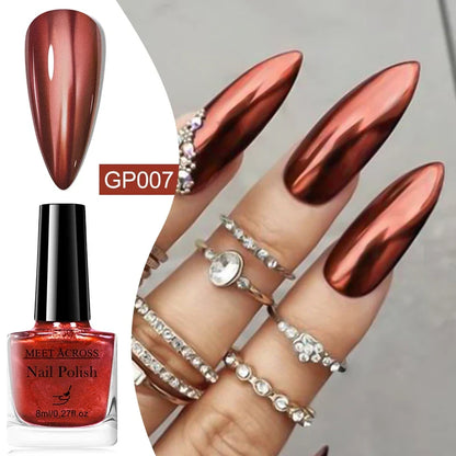 8ml Metallic Nail Polish Mirror Effect Fast Drying Long-Lasting Nails Art Polish DIY No Need Lamp Cure Manicure Nail Supplies