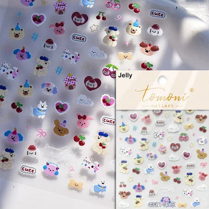 Cute Cat Eye Fishbone Animals Leopard Cat Ginger Cat Kitten Exclamation Point Paw Self Adhesive Nail Art Sticker Manicure Decals