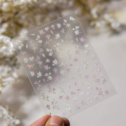1pcs Dream Flower Window Shell Light Nail Art Stickers Japanese Flower Self Adhesive Stickers Press On Nails Decoration Decals