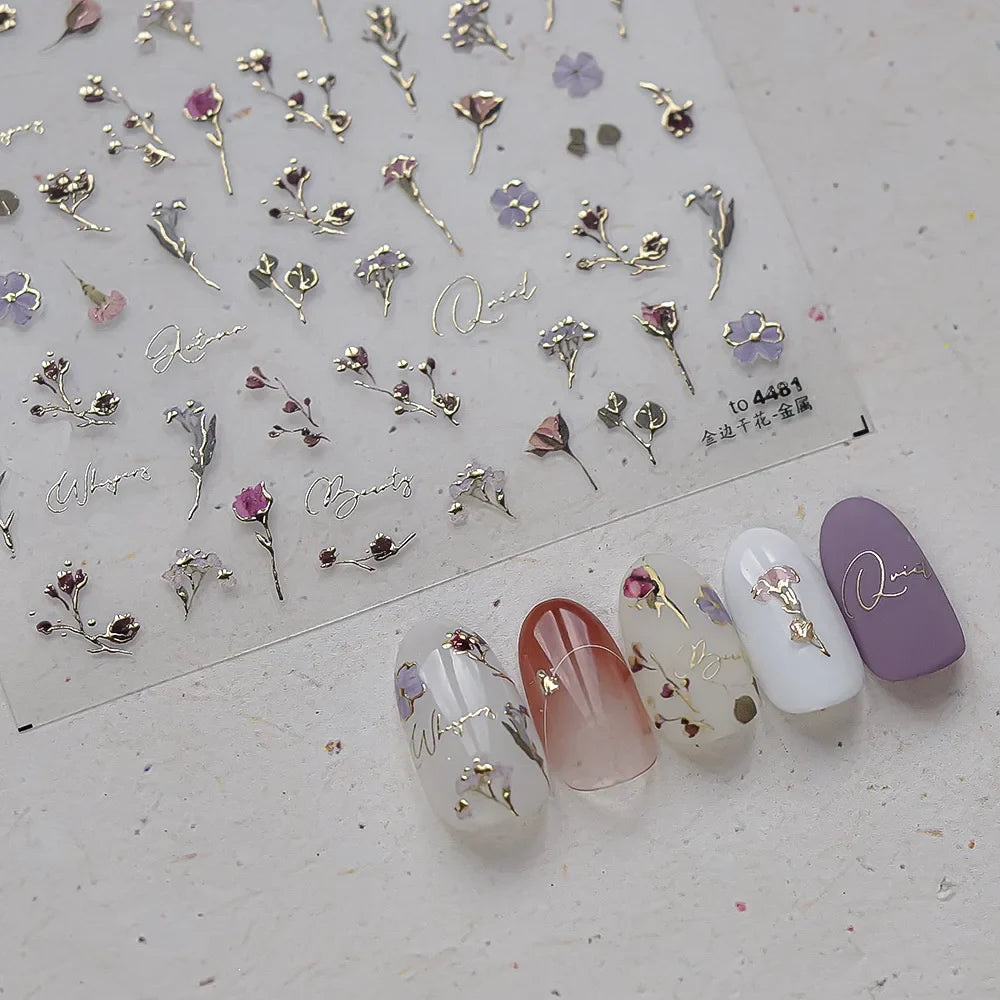 1pcs Dream Flower Window Shell Light Nail Art Stickers Japanese Flower Self Adhesive Stickers Press On Nails Decoration Decals