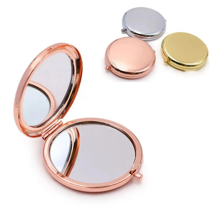 1pc Double-Sided Small Mirror Portable Folding Round Makeup Mirror Rose Gold Simple Men And Women Mini Handheld Pocket Mirror