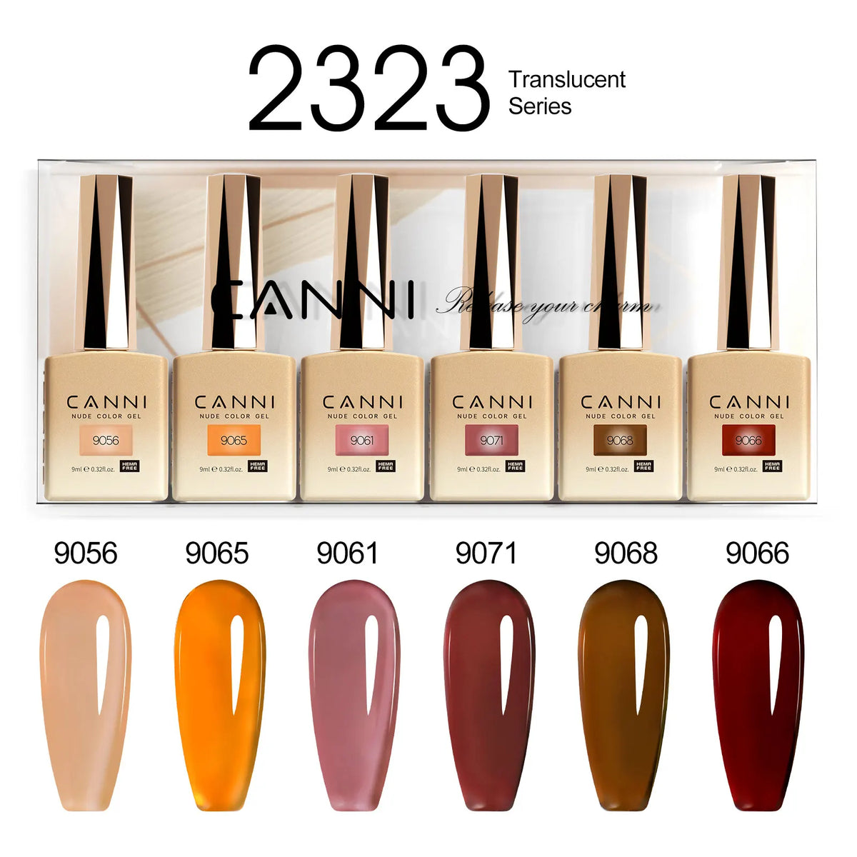 6pcs*9ml CANNI Nail Gel Polish Kit HEMA FREE Jade Jelly Nude Jelly Pink VIP Kit Christmas Gift French Nail Design Natural Color