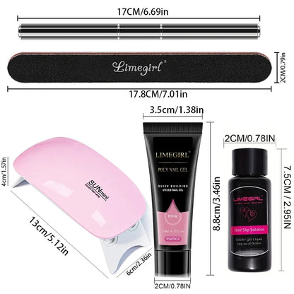 limegirl 15ml Extension Nail Gel Set 6W LED Lamp Full Manicure Set Finger Extend Mold Nail Kit All For Quick Extension Tool Kit