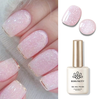BORN PRETTY Milky Jelly Rubber Base Gel for Gel Nail Polish 15ml Russian Self-leveling Nude Color Soak Off Semi Permanent UV Gel