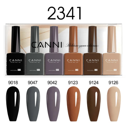 6pcs*9ml CANNI Nail Gel Polish Kit HEMA FREE Jade Jelly Nude Jelly Pink VIP Kit Christmas Gift French Nail Design Natural Color