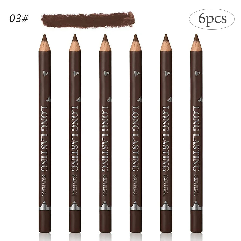 6/12Pcs Eye Brow Pencil Waterproof Professional Women Eye Makeup Pen Easy Color Natural Black Brown Cosmetic Beauty Eyebrow Tool