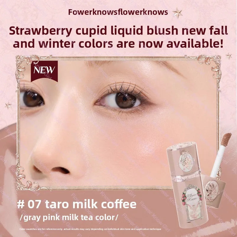 Flower Knows Strawberry Cupid Collection Liquid Blush 7g Silky Cream Skin Effect Lightweight adhesive skin-like finish Makeup