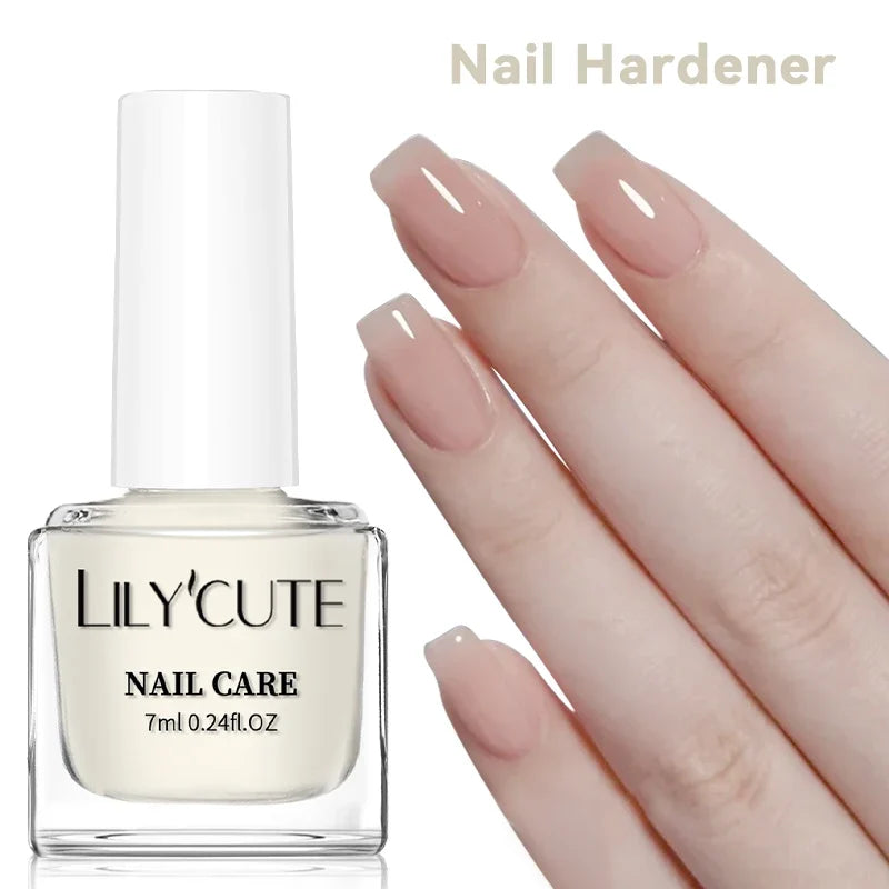 LILYCUTE 7ML Nail Care Polish Milky White Pink Strengthener Effect Long Lasting Care Polish Varnish Fast Drying No Need Lamp