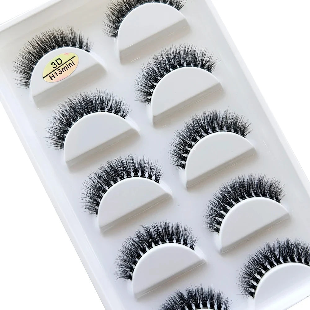 Transparent 3D Mink Eyelashes, Natural Clear False Eye Lashes, Soft Invisible Eyelash, Wispy Makeup Faux Cils, H13 X08, 5 Pairs