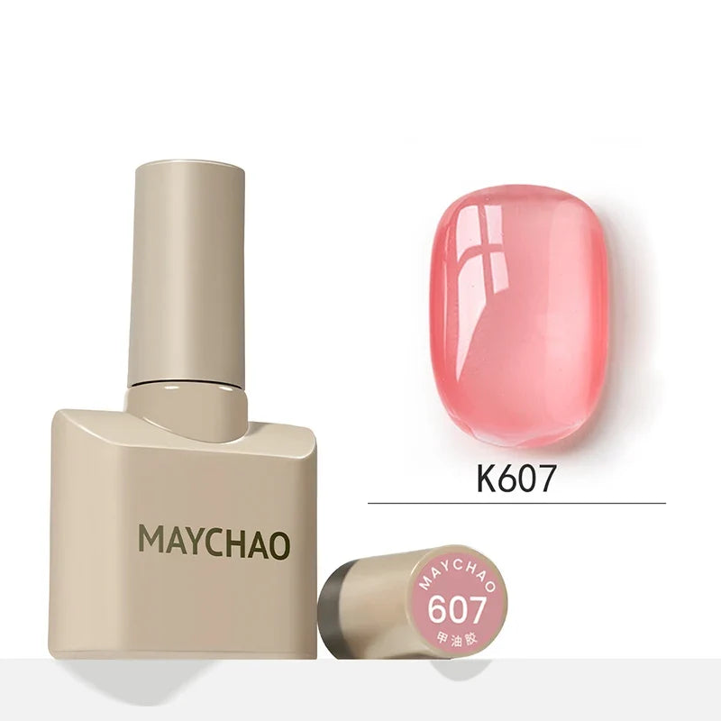 MAYCHAO 12ml Jelly Gel Nail Polish Semi Permanent Top Coat Soak Off UV LED Gel Art Nail Varnish Manicure Long Lasting Nail Gel