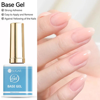 UR SUGAR 15ml Fiber Rubber Base Gel Upgrade Broken Nail Repaired Fiberglass Clear Quick Building UV Construction Gel Soak Off