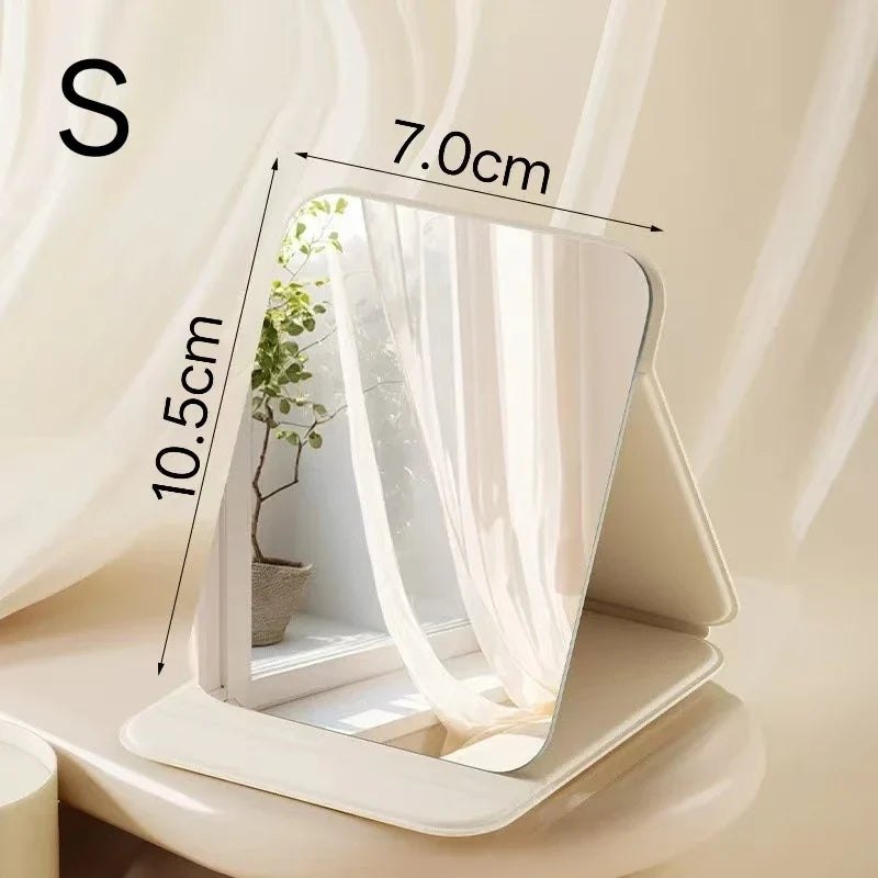 1PC Portable Compact Folding Makeup Mirror - Desktop Size, Suitable for Student Dormitories, Homes, with Storage Function
