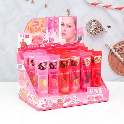 6pcs/set, Moisturizing Clear Lip Gloss, Pineapple, strawberry, grapes Translucent Plumping Lip Oils Gift Set