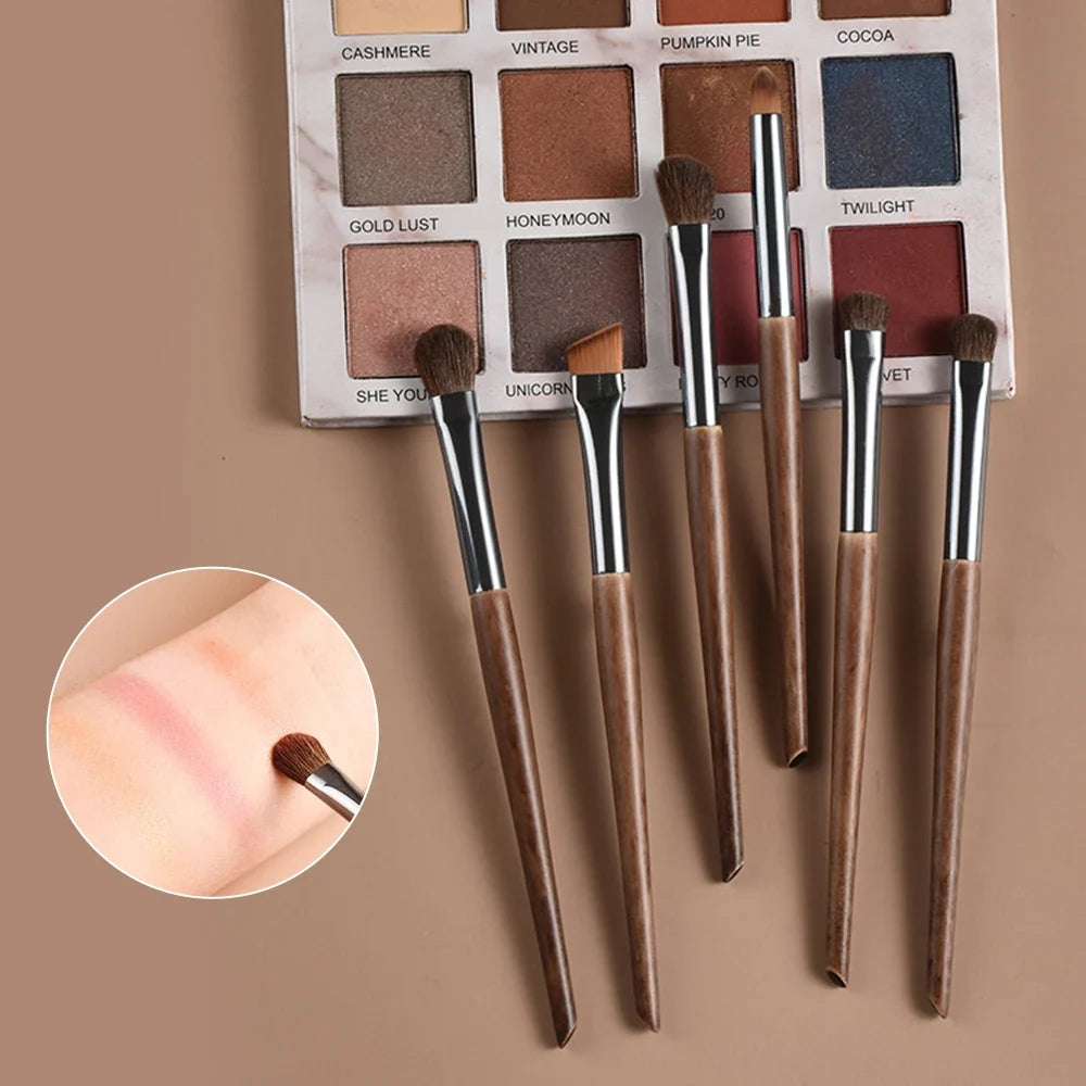 6pcs Soft Horse Hair Eye Makeup Brush Set - Complete Eyeshadow/Blending/Brow/Lip brush Tools