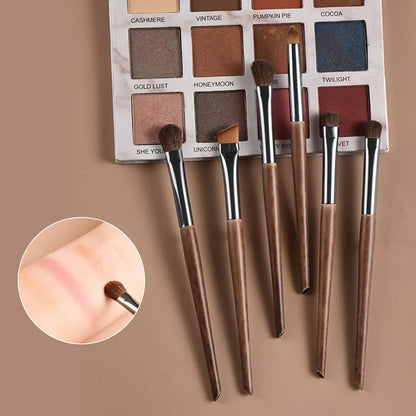 6pcs Soft Horse Hair Eye Makeup Brush Set - Complete Eyeshadow/Blending/Brow/Lip brush Tools