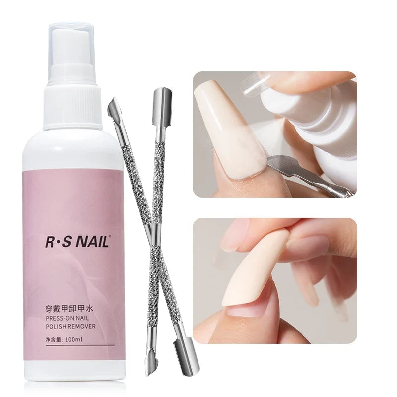 RSNAIL 100ml Nail Glue Remover for Press On Nails Solid Nail Glue Gel On Fake Nail Tips Acrylic Nail Can't Remove Gel Nail Polis