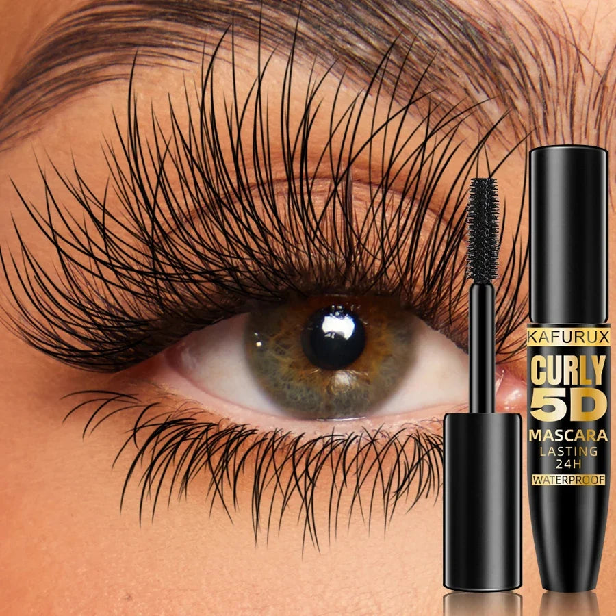 5D Black Waterproof Mascara Lengthens Eyelashes Extension Thick Silk Fiber Mascara Female Makeup Eye Cosmetics Tools for Gifts