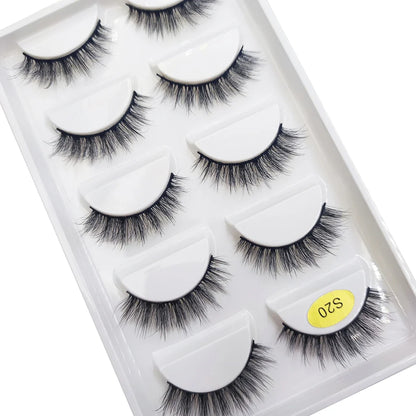 New 5 Pairs Natural 3D False Eyelashes Makeup Mink Eyelash Fake Eye Lashes Faux Cils Make Up Beauty Maquillaje Tools H13 Cat