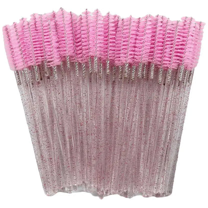 50Pcs Makeup Eyelash Brushes Disposable Crystal Eyebrow brush Diamond Handle Mascara Wand Applicator Lashes Extension Tools