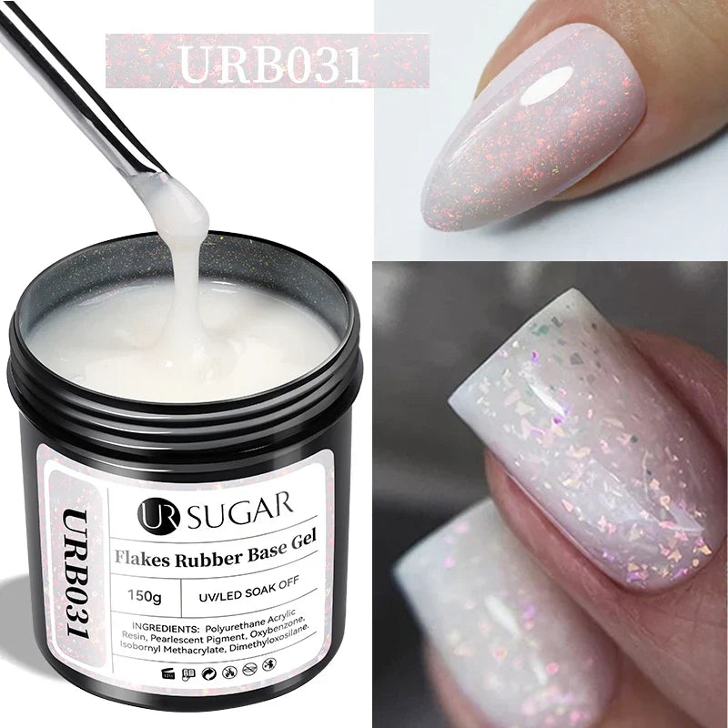 UR SUGAR 150g Rubber Base Gel Nail Polish Sparking Aurora Glitter Rubber Varnish Soak Off Semi permanent UV LED Gel Manicure