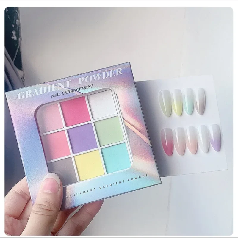 9Colors Solid Patting Nail Powders UV Polish Decoration Shimmer Fine Glitter Gradient Matte Pat Pat Manicure Polish Deco Powder