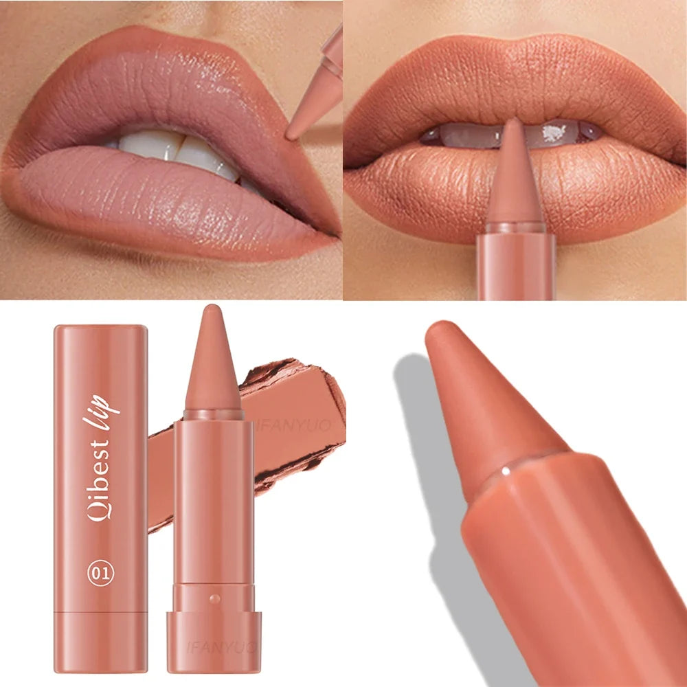 Twist Up Lip Liner Lipstick Pen Multipurpose Powder Blusher Velvet Matte Waterproof Lip Contour Non Stick Cup Lip Rouge Makeup