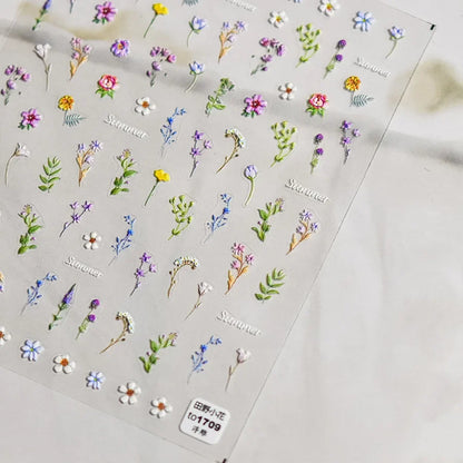 1pcs Dream Flower Window Shell Light Nail Art Stickers Japanese Flower Self Adhesive Stickers Press On Nails Decoration Decals